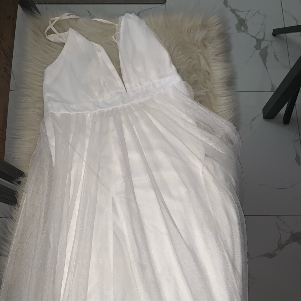 Long beautiful white lace dress